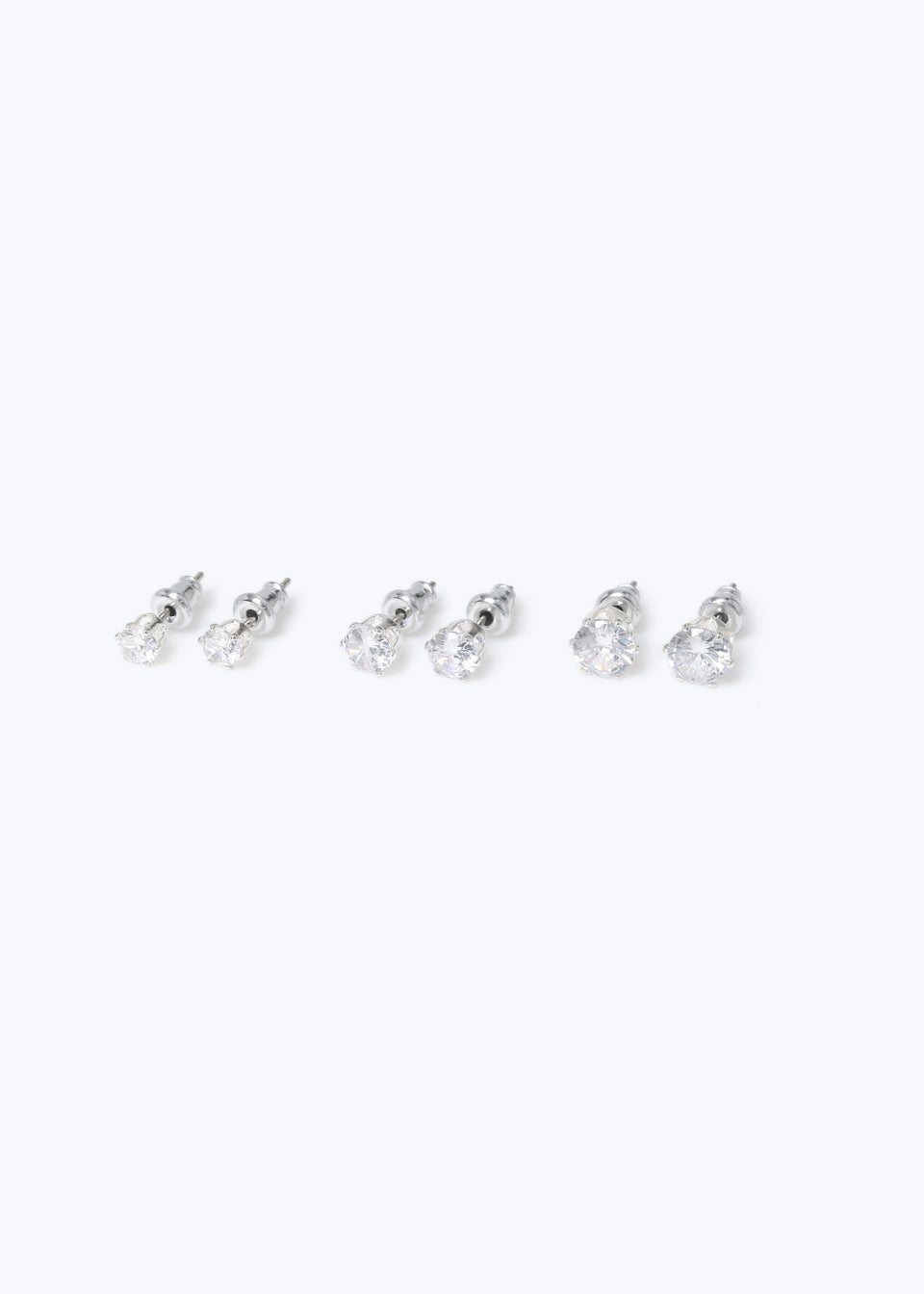 3 Pack Clear Crystal Stud Earrings