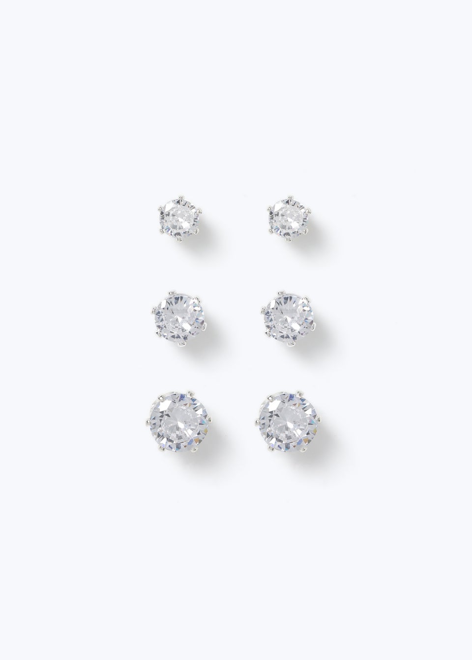 3 Pack Clear Crystal Stud Earrings