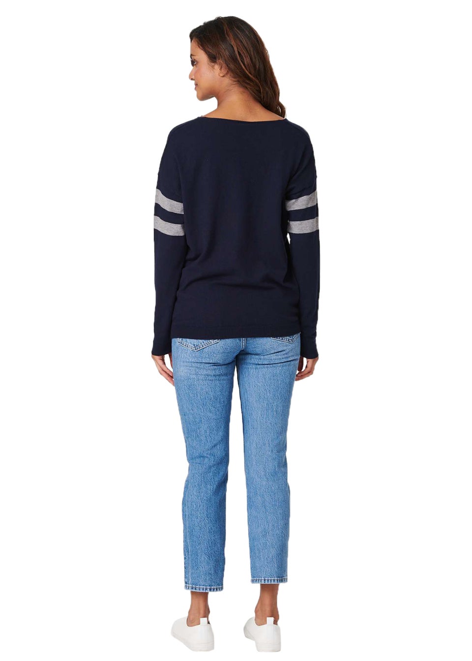 Izabel London Navy Star Embellished Knit Jumper