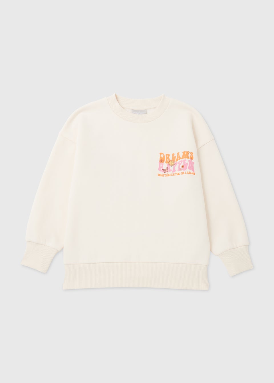 Girls Cream Positivity Oversized Sweatshirt (7-15yrs)