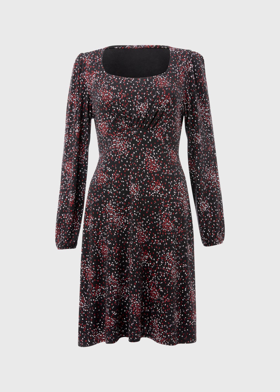 Red Square Neck Mini Dress