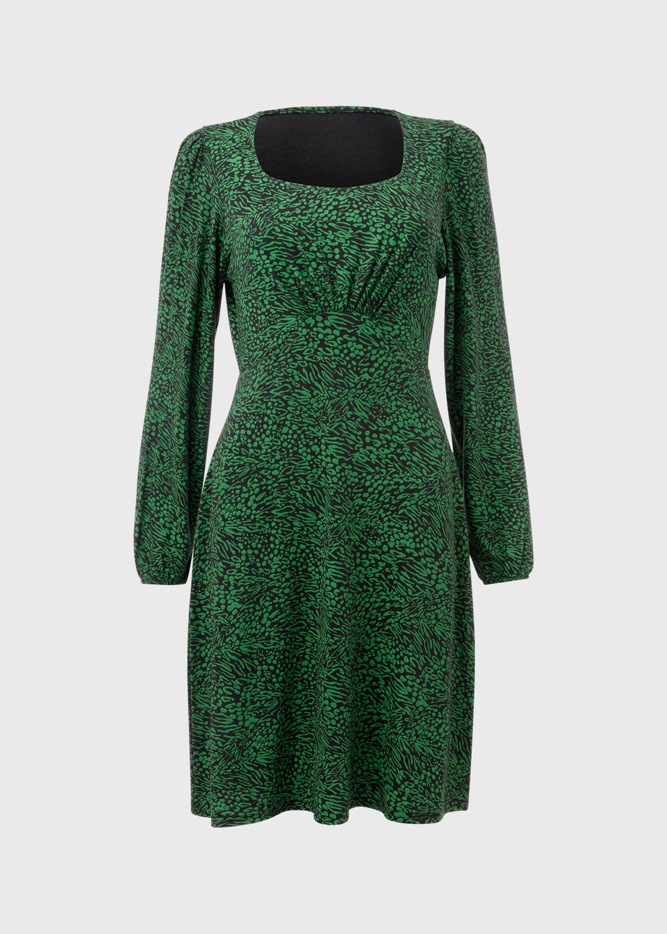 Green Square Neck Mini Dress