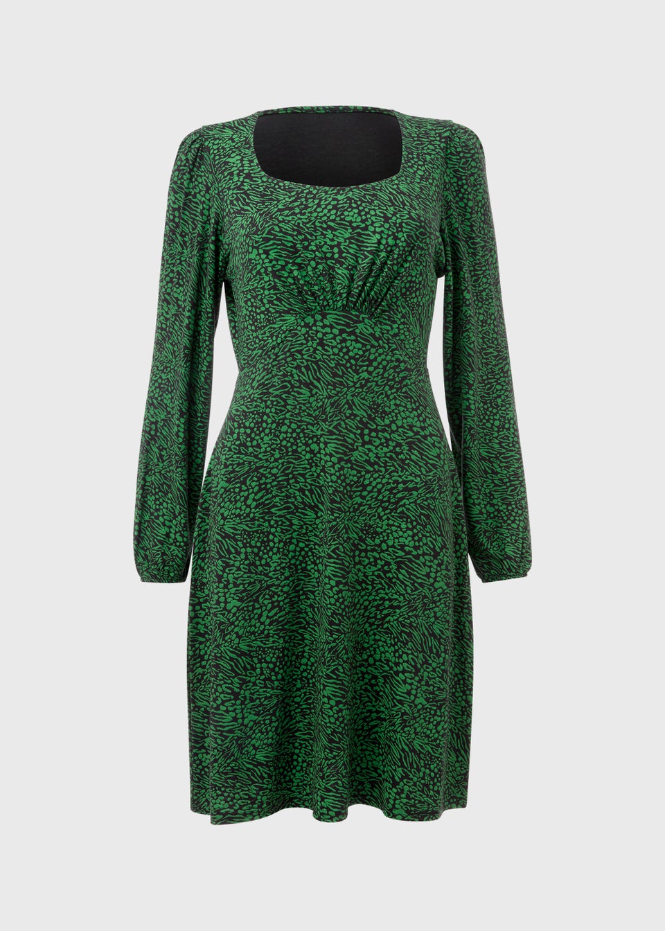 Green Square Neck Mini Dress - Matalan