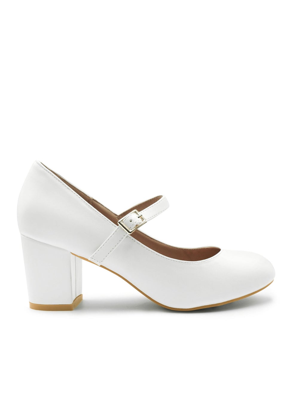 Where's That From Araceli Block Heel Mary Jane Pumps In White