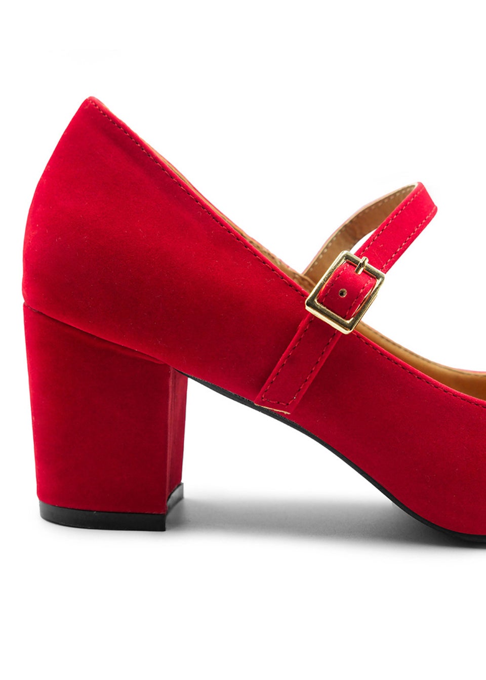 Where's That From Araceli Block Heel Mary Jane Pumps In Red Suede