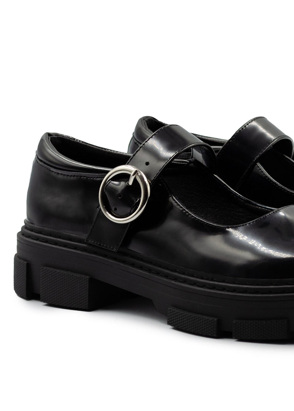 Where's That From Black Patent Skylar Chunky Sole Loafers