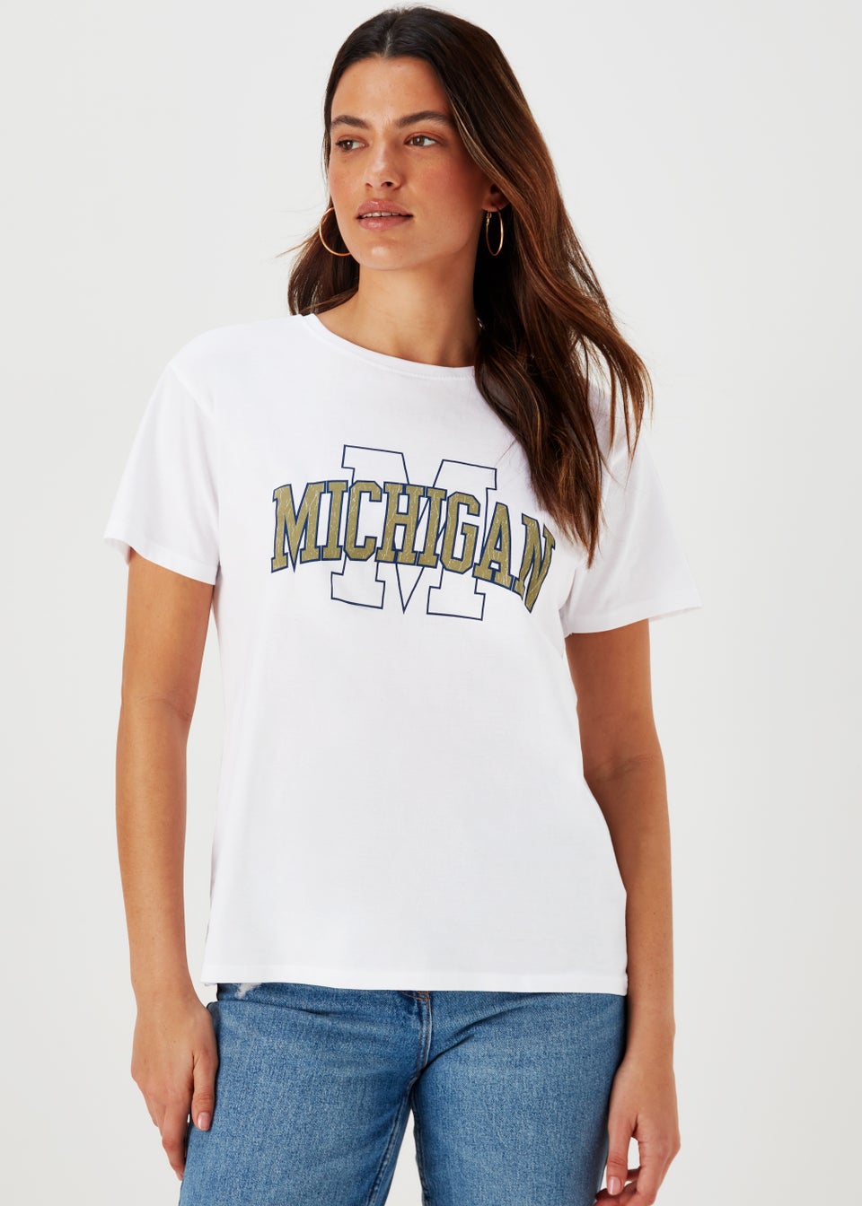 White Michigan Print T-Shirt