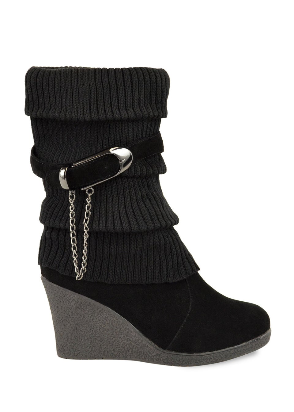 Where's That From Black Suede Bryony Wedge Heel Ankle Boots