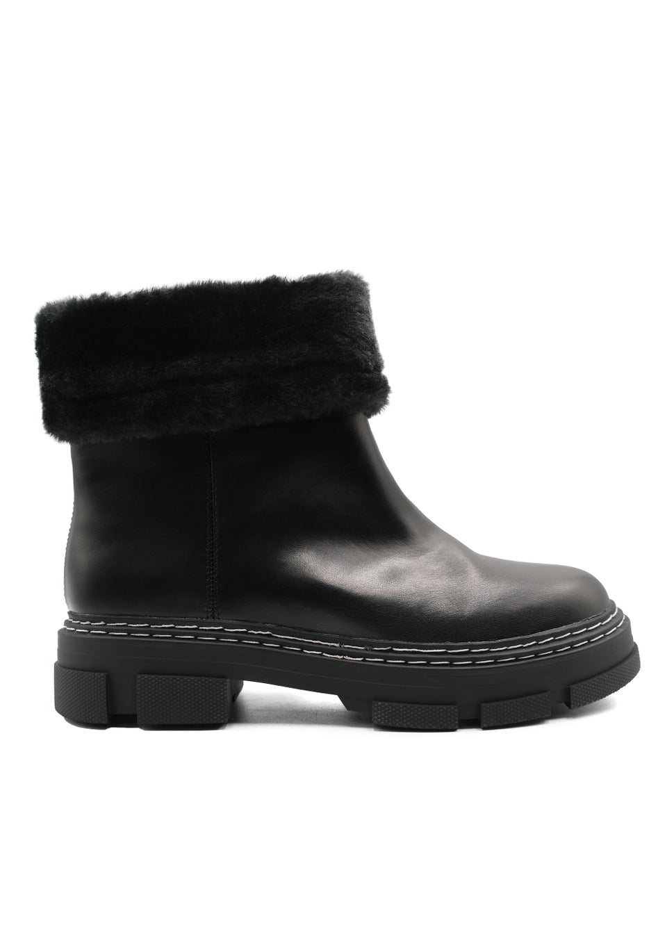 Where's That From Black Margot Platform Fur Lined Chelsea Boots
