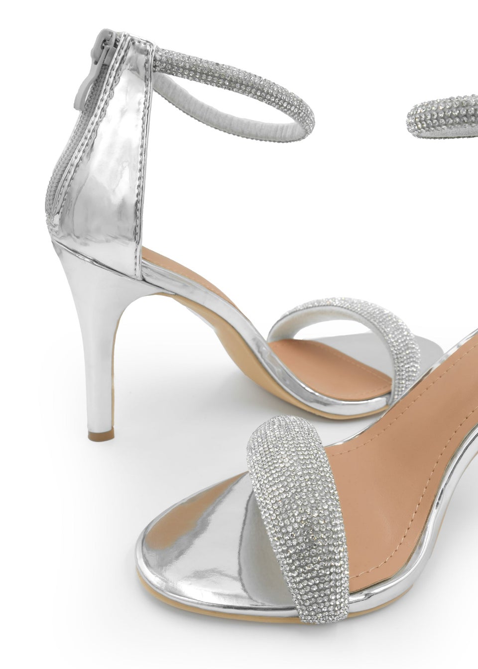 Where's That From Silver Faux Leather Sabra High Heel Sandals