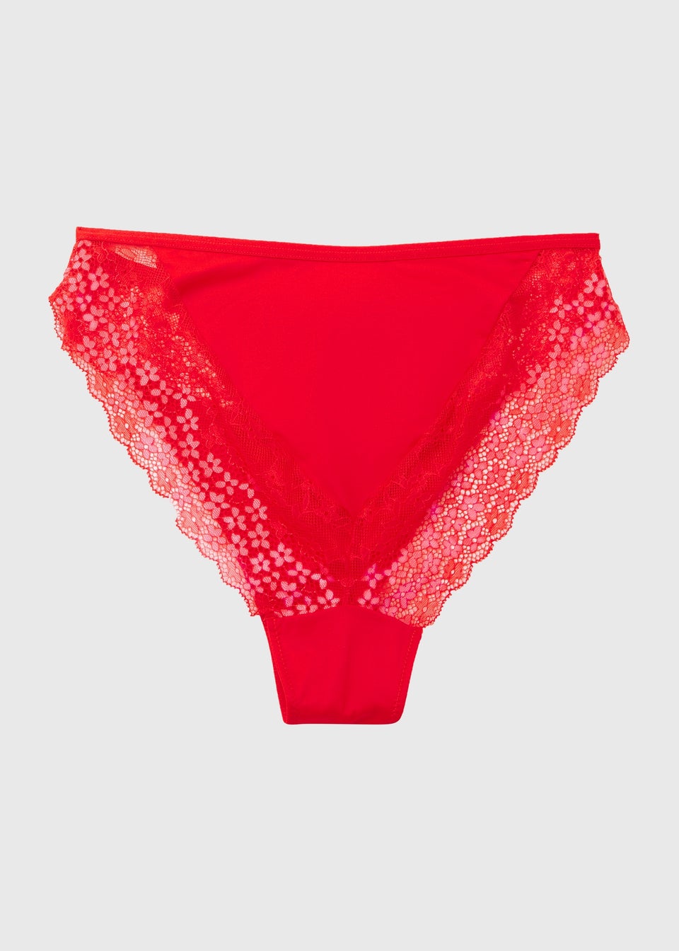 Red Two Tone High Leg Knickers