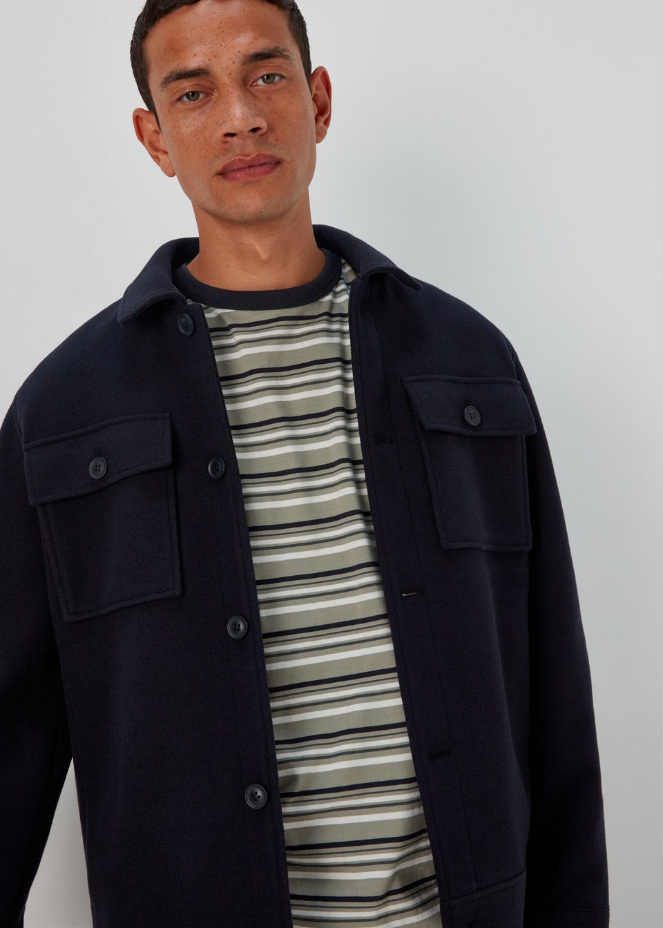 Navy Button Up Shacket