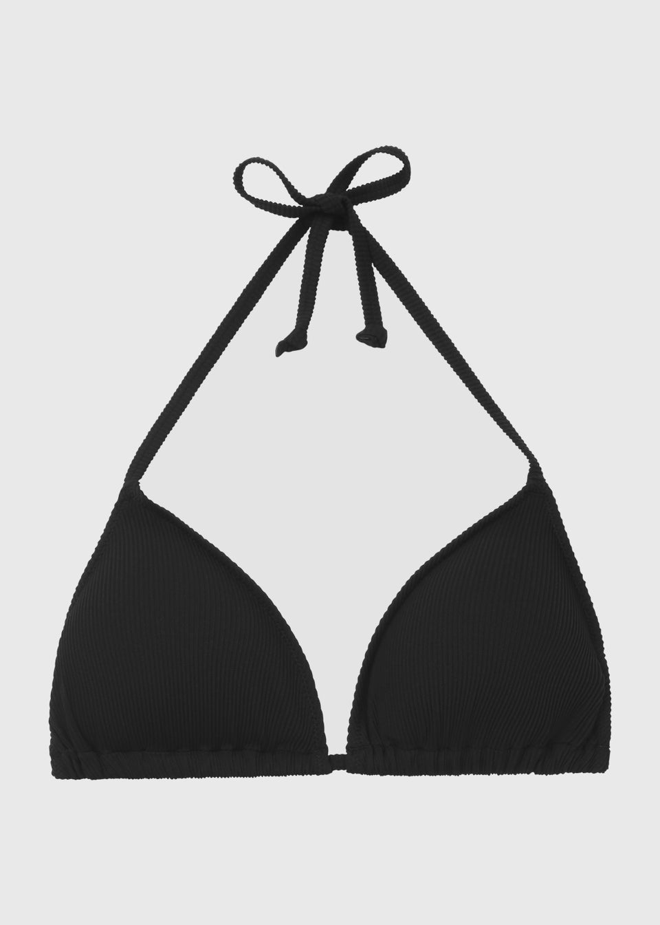 Black Textured Triangle Bikini Top