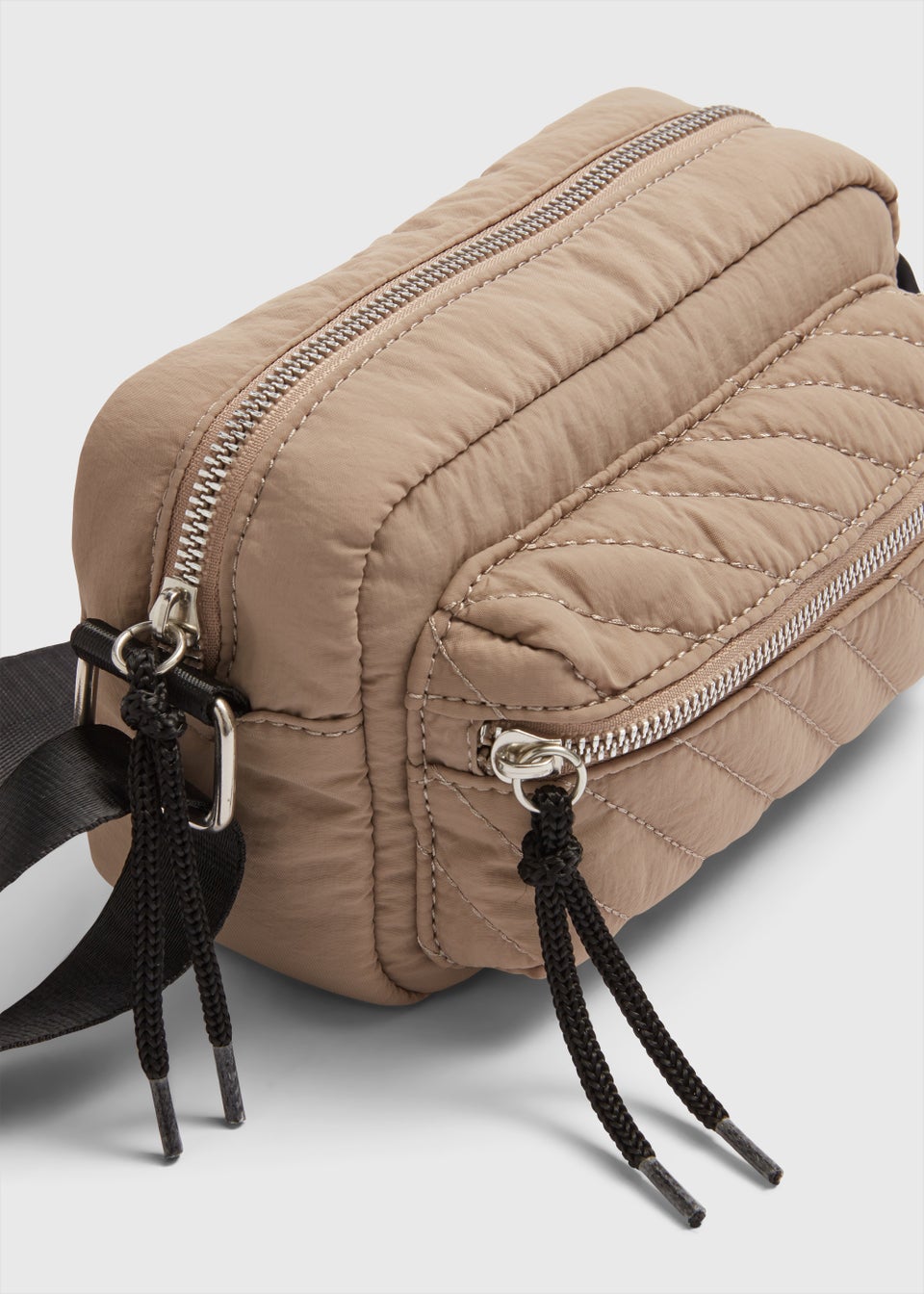 Taupe Quilted Nylon Camera Bag