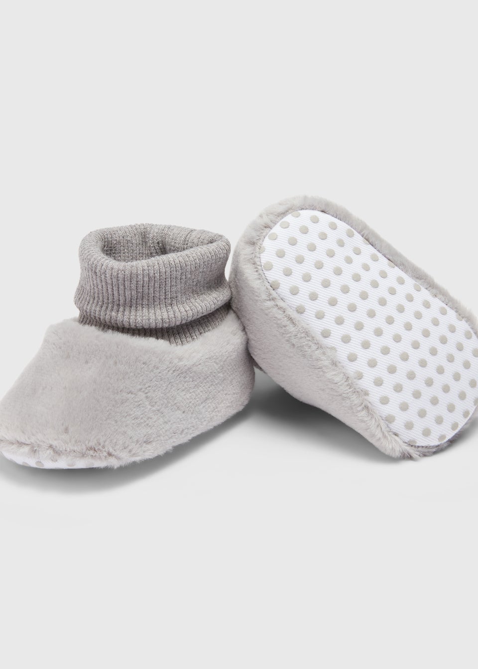 Grey Faux Fur Baby Sock Boots Newborn 18mths