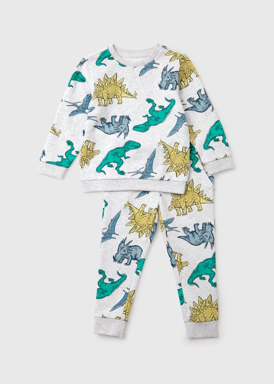 Boys Grey Dinosaur Print Sweatshirt & Jogger Set (1-6yrs)