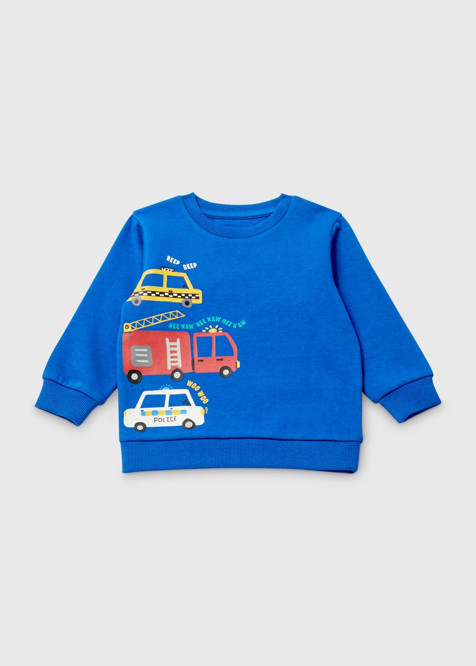 Boys Blue Vehicle Print Sweatshirt (1-7yrs)