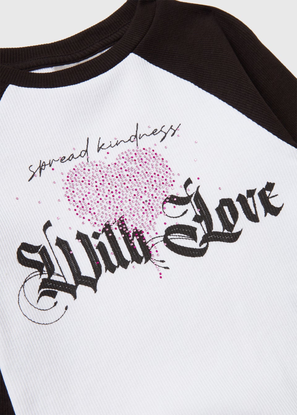 Girls Black Love Print Ringer T-Shirt (7-15yrs)