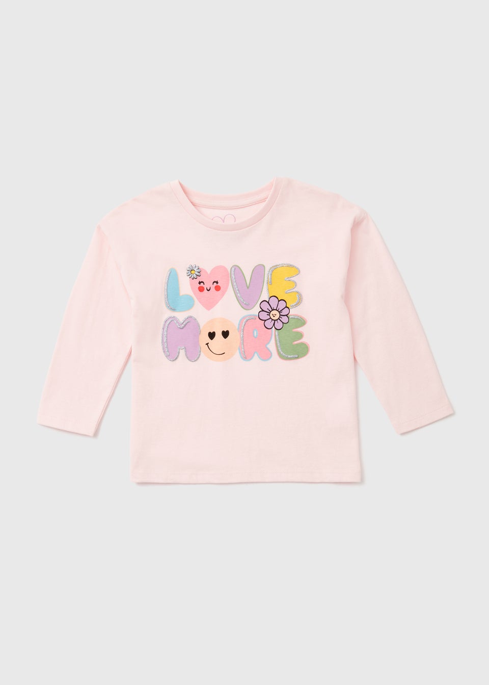 Girls Pink Love More Print Long Sleeve T-Shirt (1-7yrs)