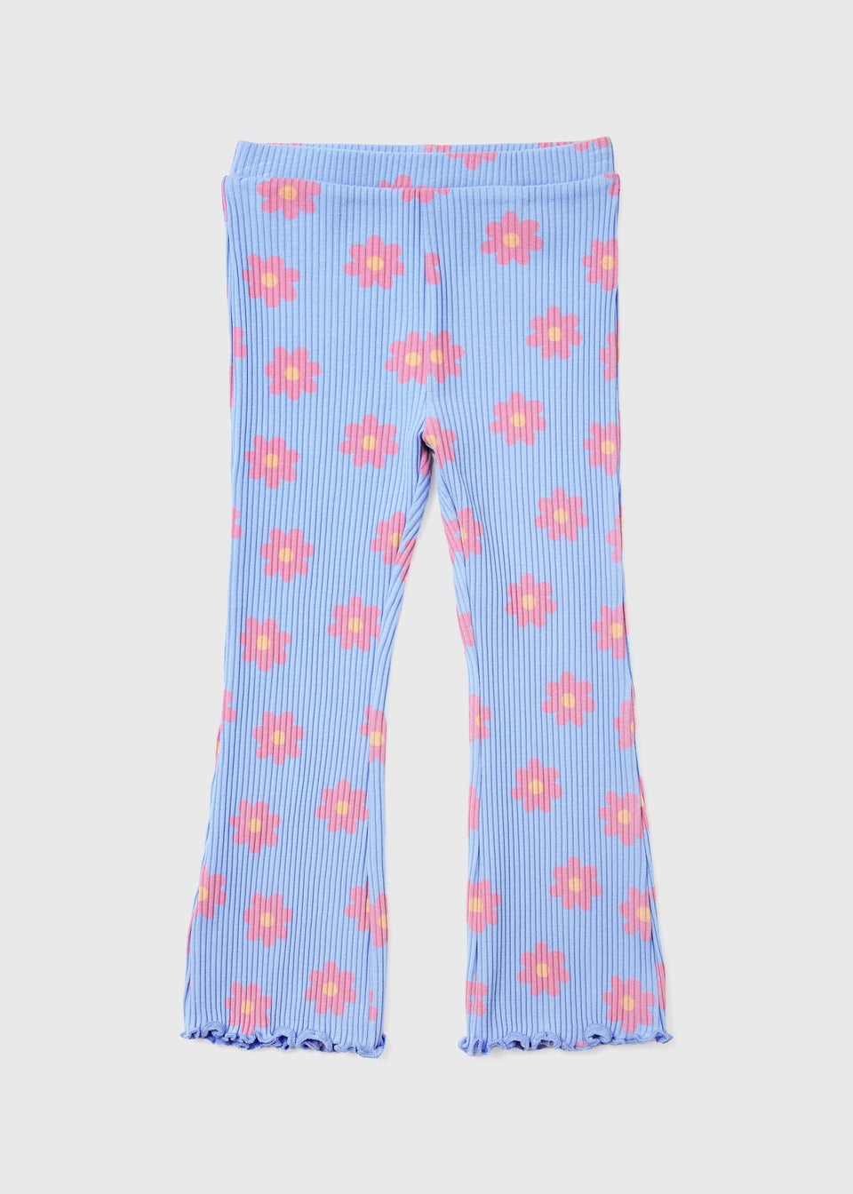 Girls Blue Flower Print Flared Leggings (1-7yrs)