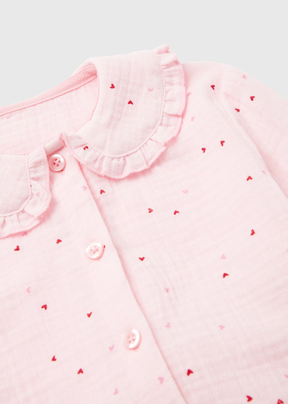 Girls Pink Heart Print Double Cloth Pyjama Set (9mths-5yrs)
