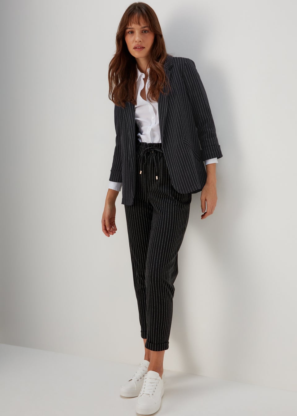 Et Vous Black Pinstripe Ponte Blazer Matalan