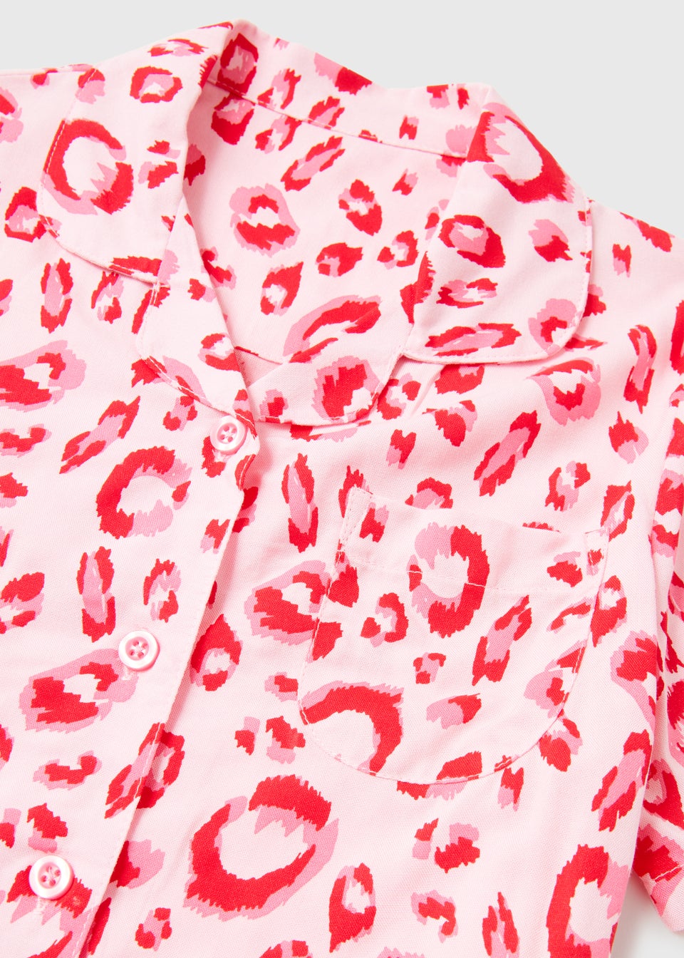 Girls Pink Leopard Print Pyjama Set (4-13yrs)