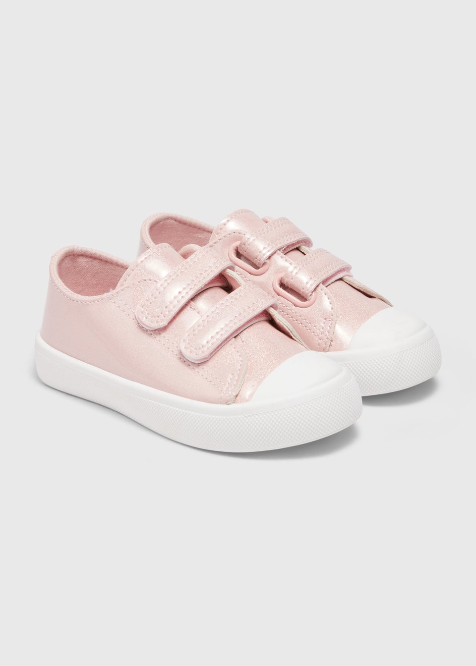Girls Pink Glitter Double Strap Trainers (Younger 4-12)