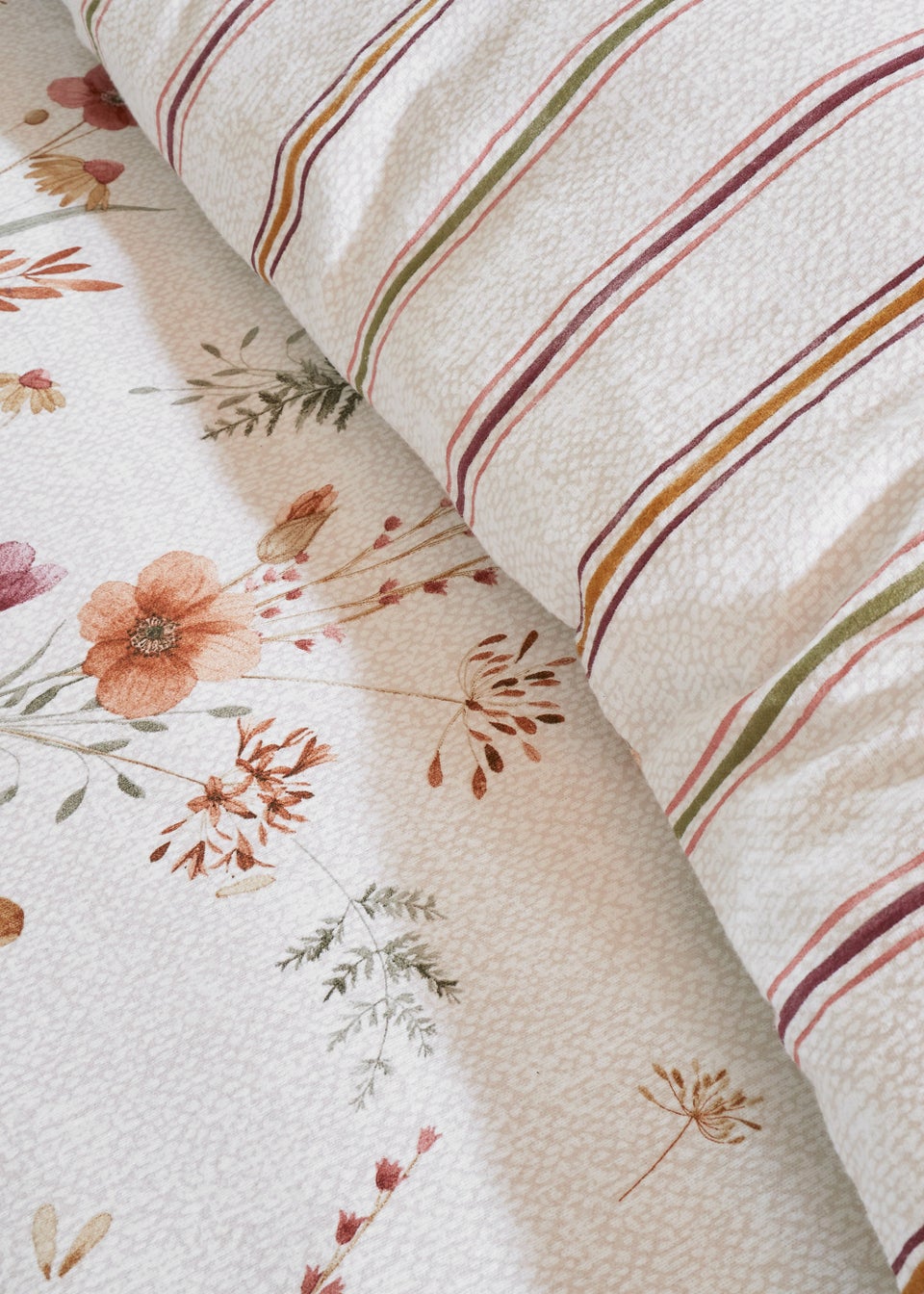 Catherine Lansfield Brushed Cotton Harvest Flowers Reversible Duvet Cover Set