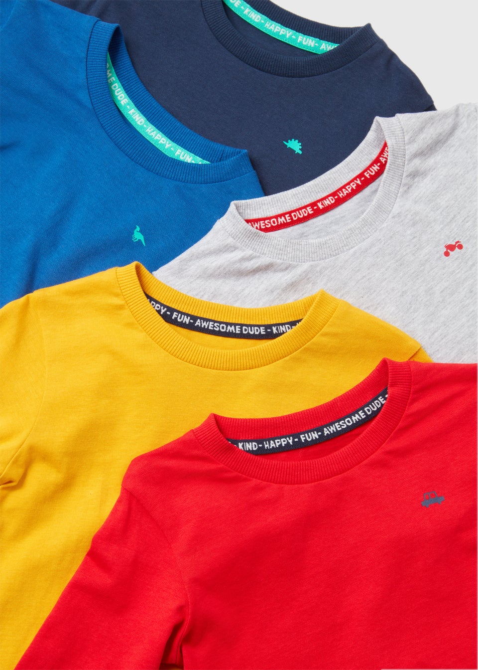 Boys 5 Pack Multicoloured Long Sleeve T-Shirts (1-7yrs)