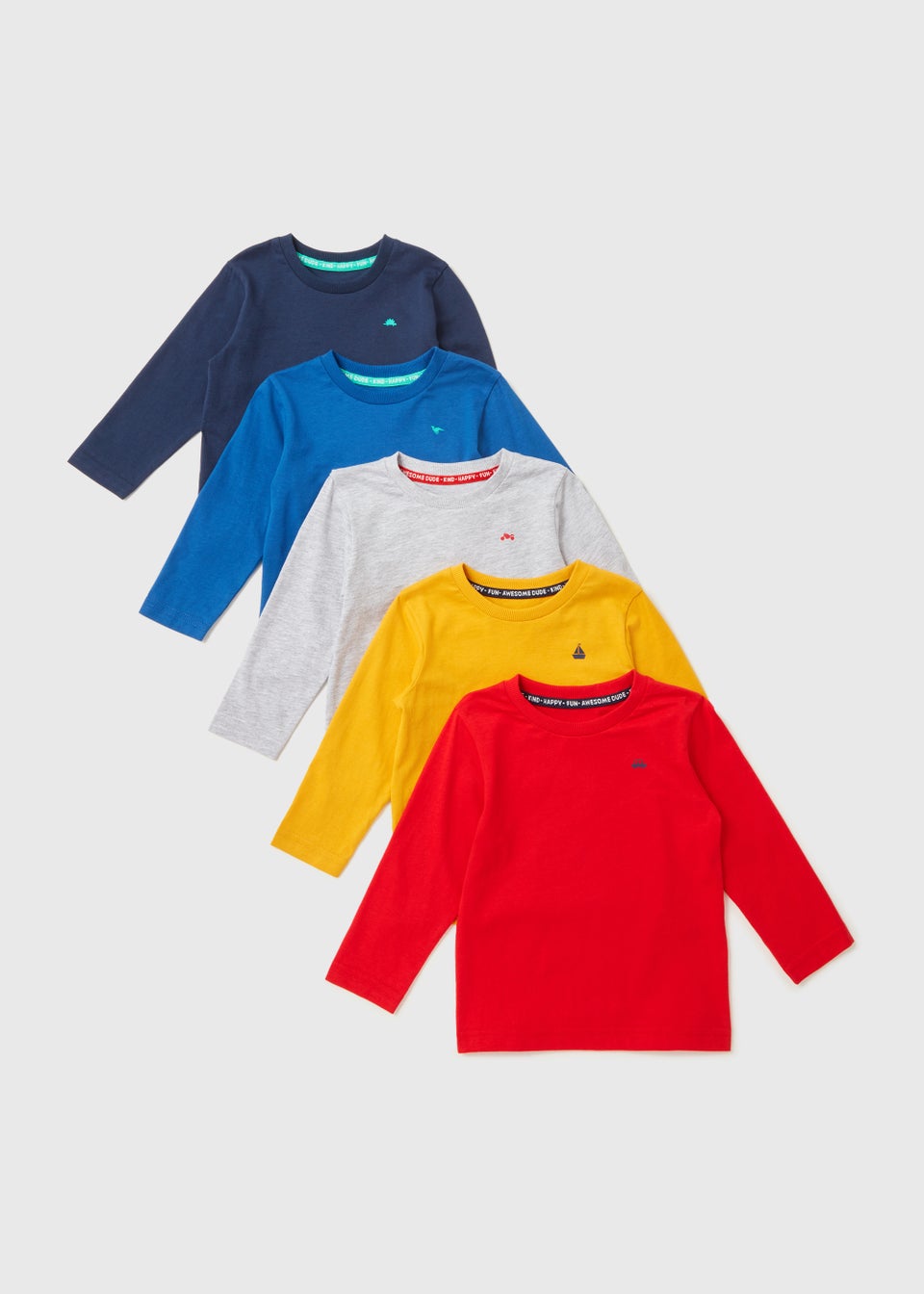 Boys 5 Pack Multicoloured Long Sleeve T-Shirts (1-7yrs)