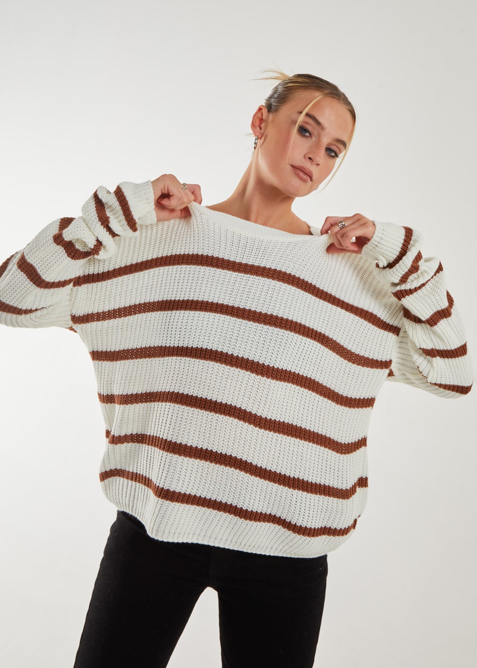 Rust striped sweater on sale