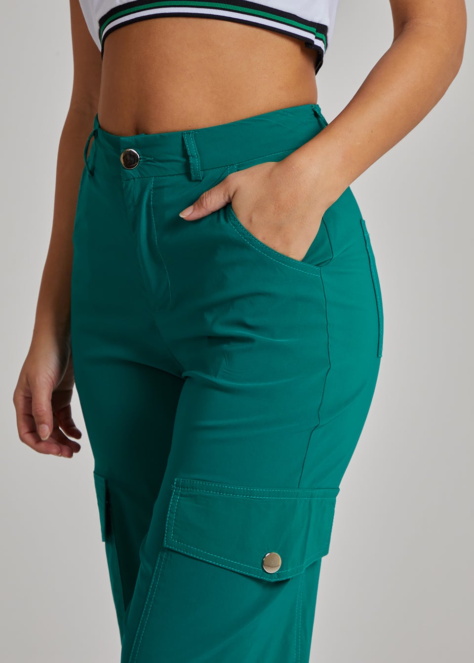 Pink Vanilla Jade Wide Leg Pocket Cargo Pants