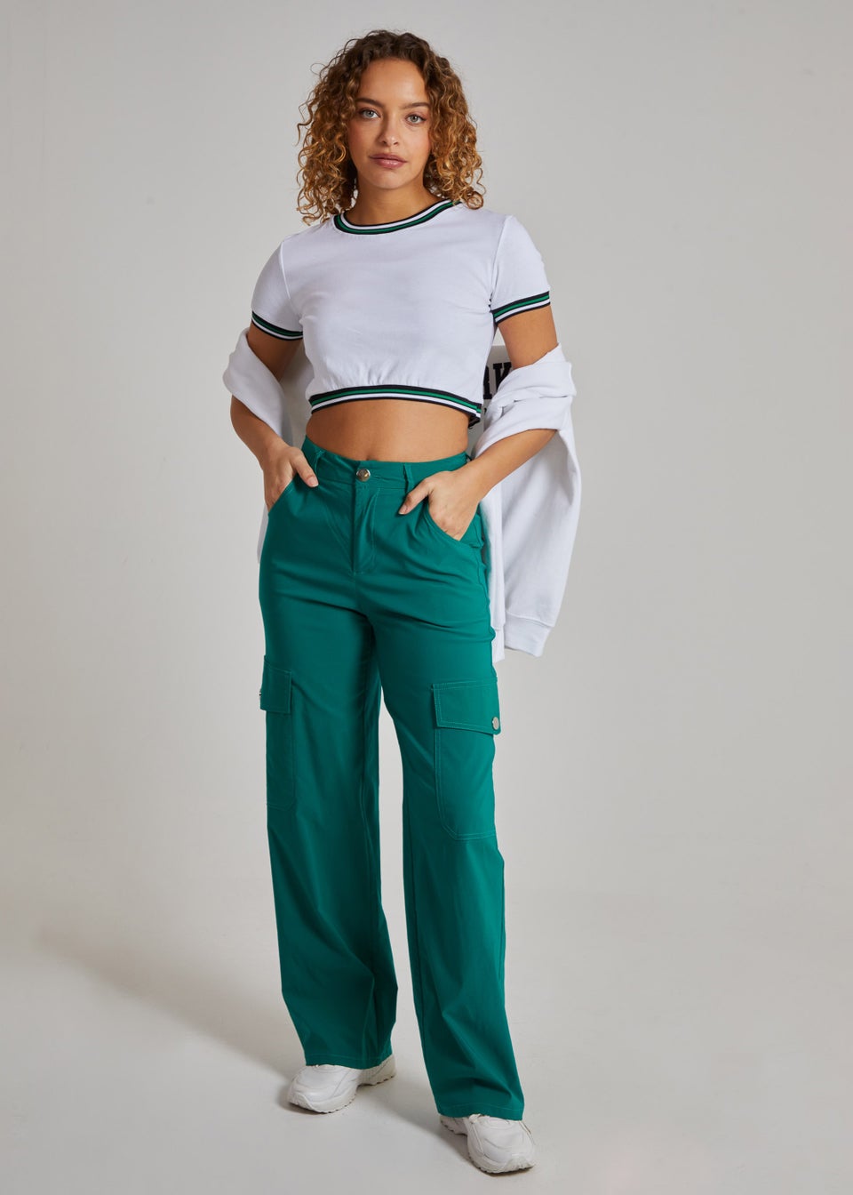 Pink Vanilla Jade Wide Leg Pocket Cargo Pants