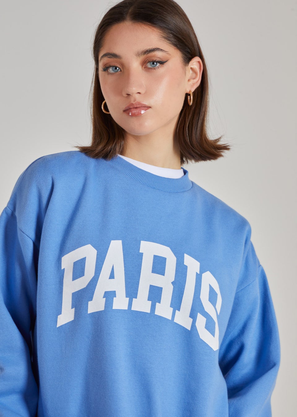Pink Vanilla Blue Paris Slogan Oversized Sweatshirt