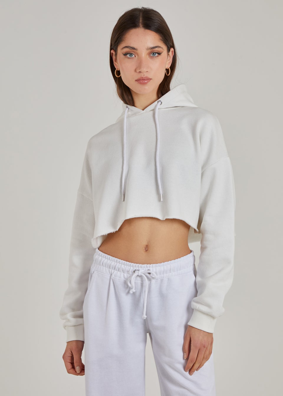 Raw white cropped hoodie online