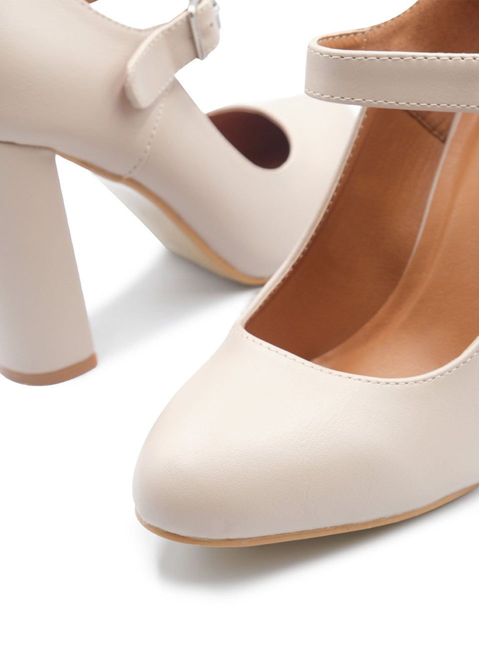 Where's That From Nude Pu Michelle Block High Heel Pump
