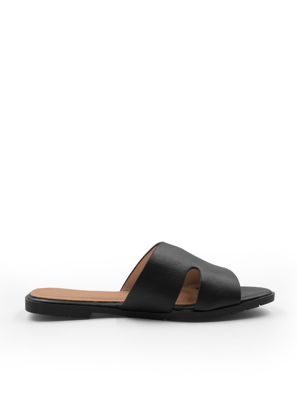 Where's That From Black Pu Mae Strapped Slider Sandals