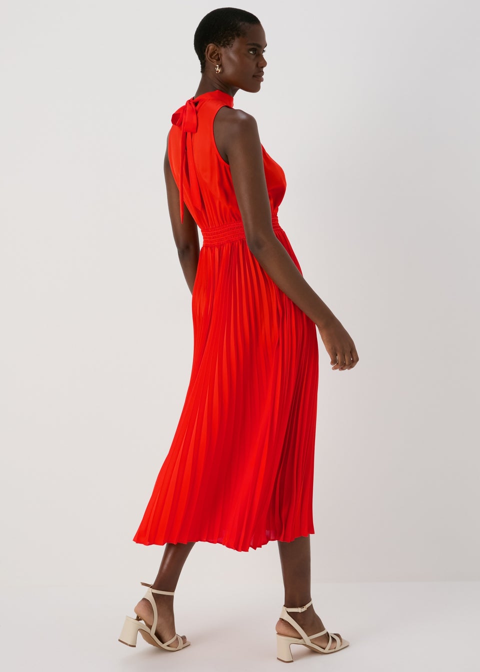 Et Vous Red Pleated Midi Dress