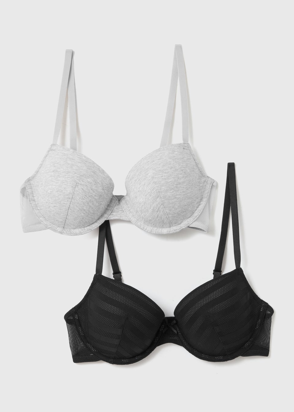 2 Pack Black Stripe T-Shirt Bras