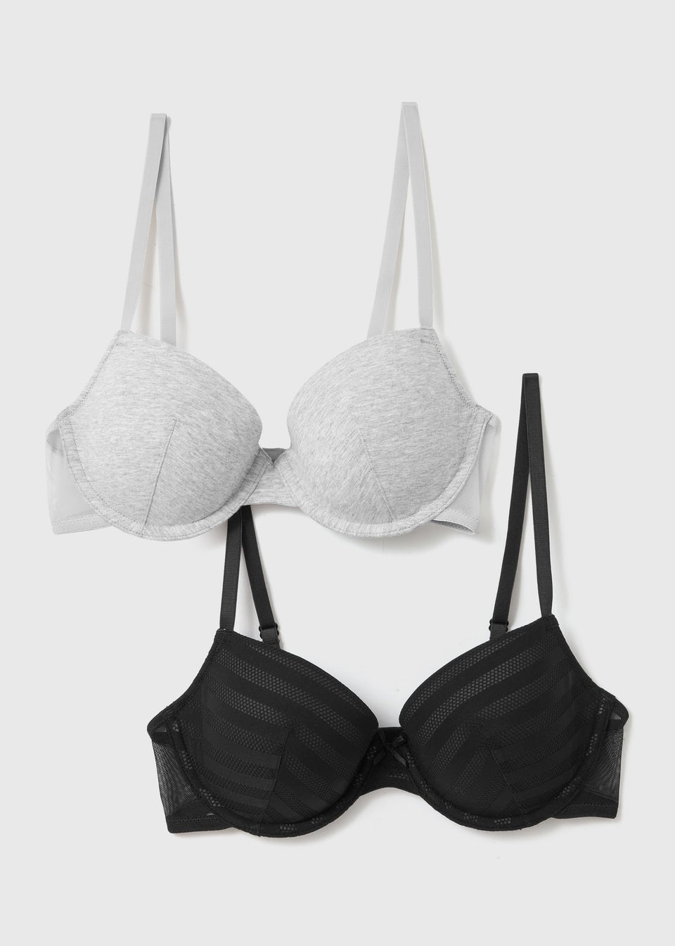 2 Pack Black Stripe T-Shirt Bras