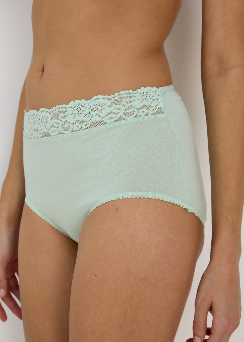 4 Pack Pink & Mint Lace Trim Full 
Knickers