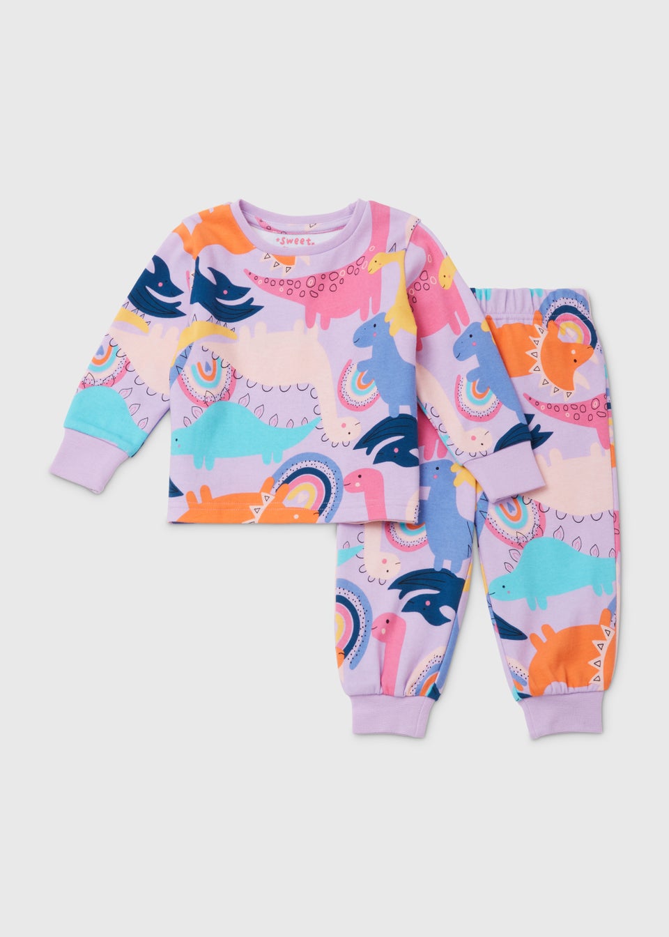 Girls Purple Dinosaur Rainbow Pyjama Set (9mths-5yrs)