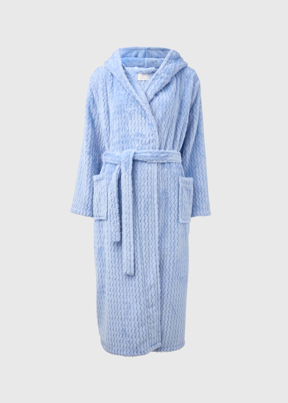 Blue Zig Zag Print Hooded Dressing Gown