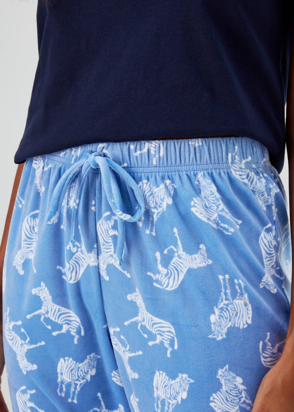 Blue Zebra Print Fleece Pyjama Bottoms