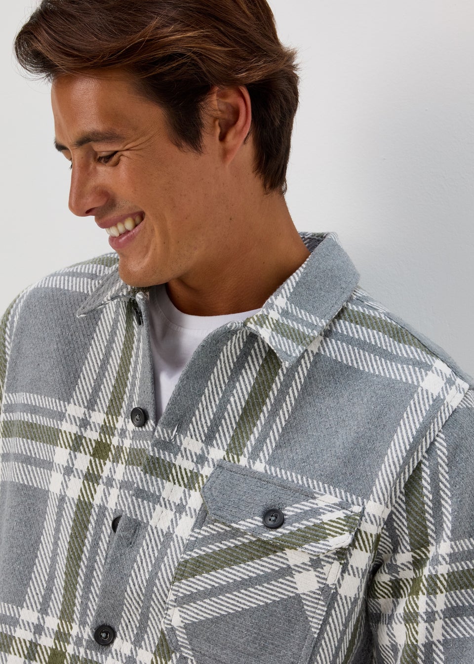 Grey Open Weave Check Over Shirt