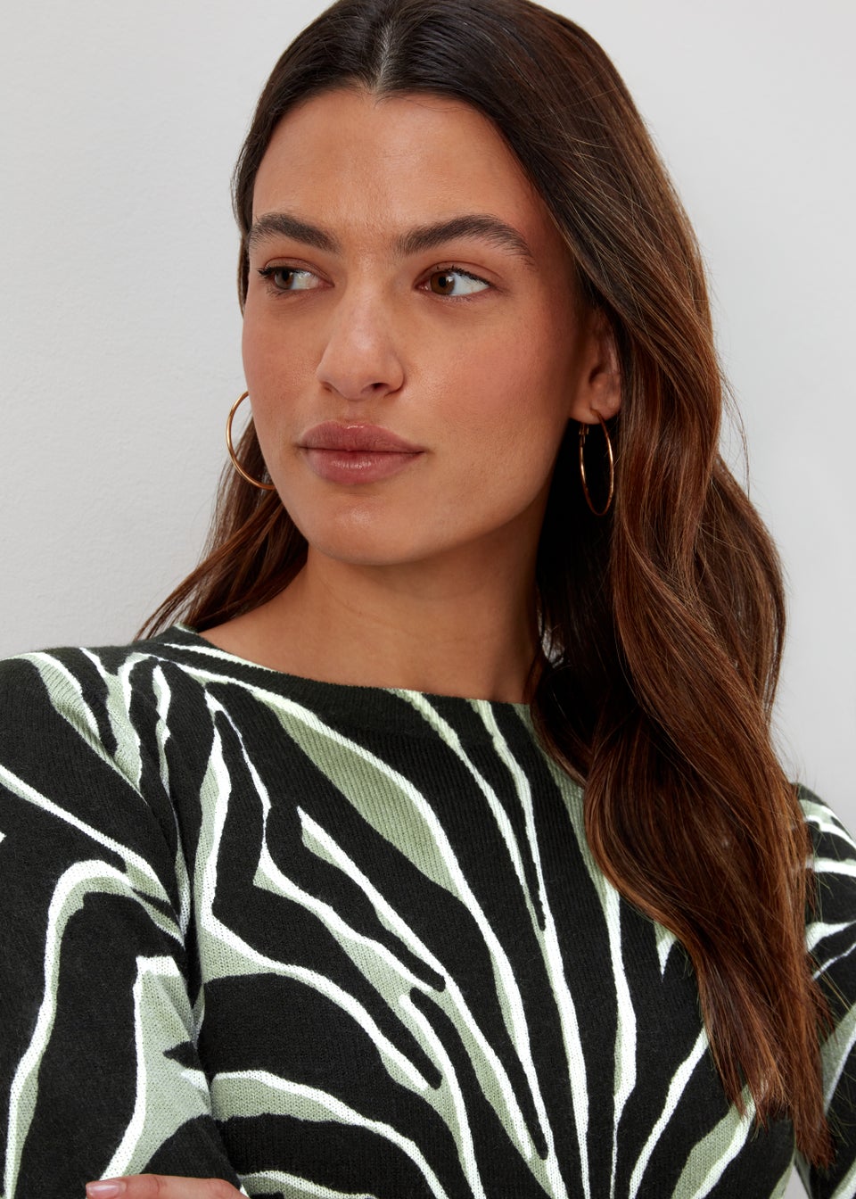 Khaki Print Soft Touch Tunic Dress