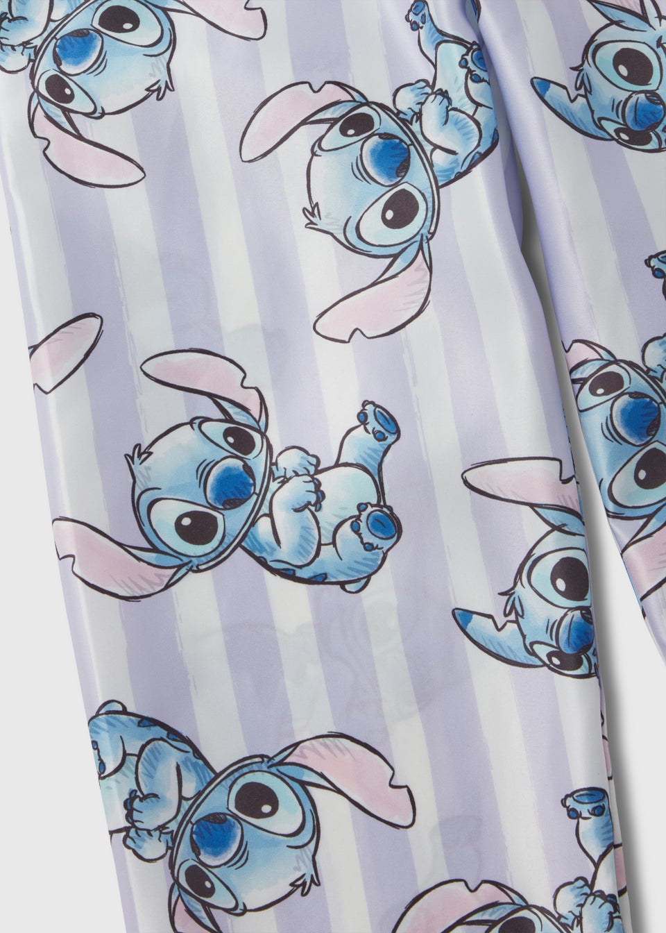 Kids Purple Stitch Print Satin Traditional Button Up Pyjamas (4-12)