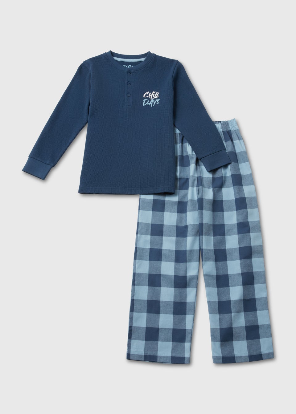 Boys Navy Check Woven Pyjama Set (4-13yrs)