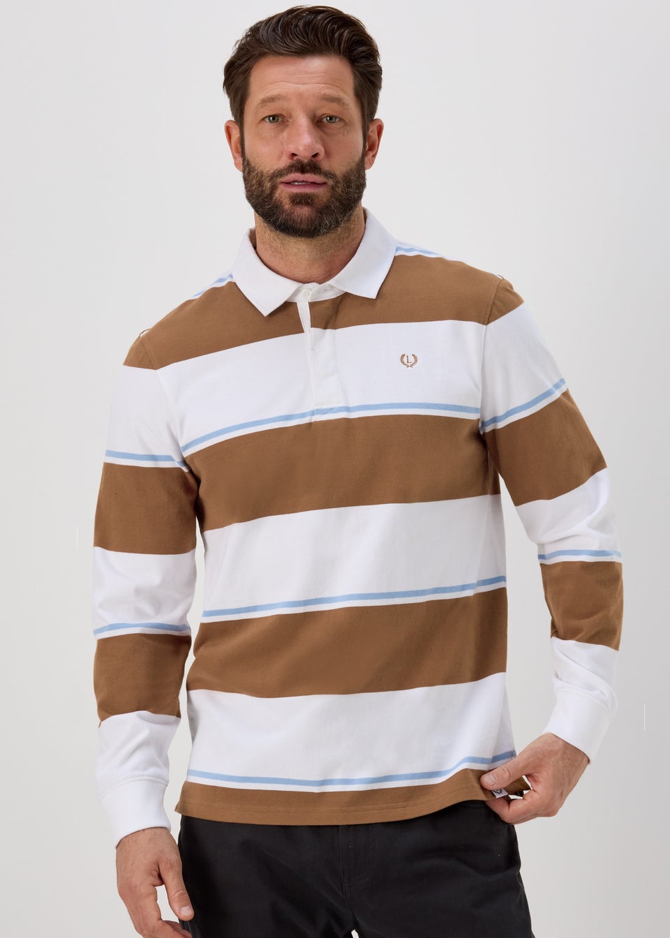 Lincoln Stone Rugby Stripe Long Sleeve Polo Shirt